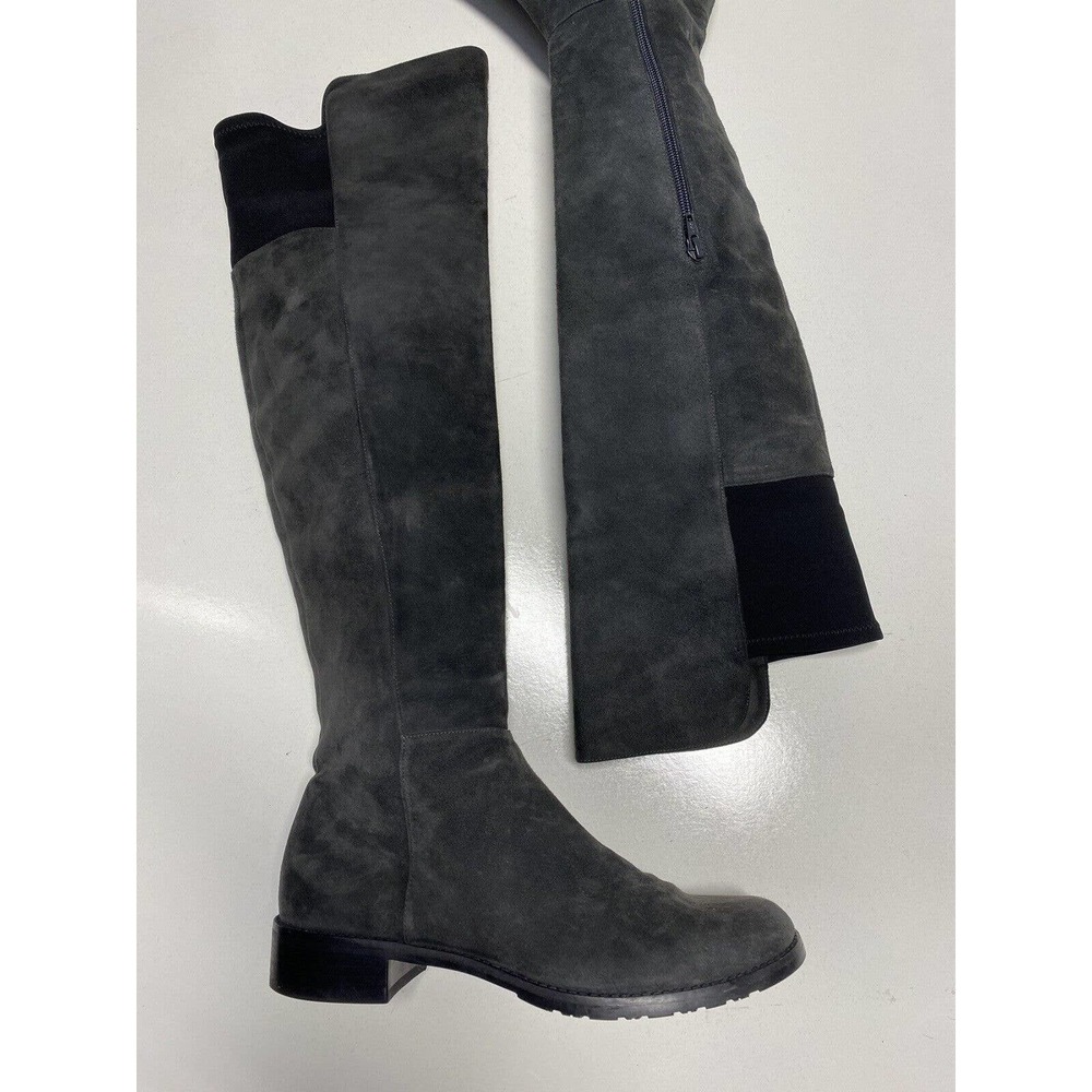 Stuart Weitzman Over The Knee Boot Slate Gray Sue… - image 3